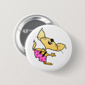 Lustiger Cartoon-Ratten-Tanz Button (Vorne & Hinten)