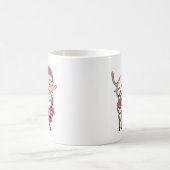 Lustiger Cartoon Sankt und Rudolph Kaffeetasse (Mittel)