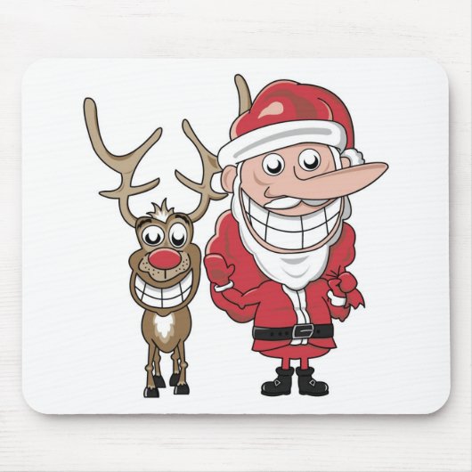 Lustiger Cartoon Sankt und Rudolph Mousepad (Vorne)