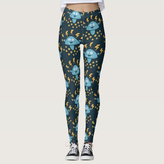 Lustiger Cartoon-Schwermetallmusik-Pilz Leggings (Vorderseite)