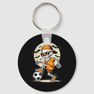 Lustiger Cartoon-Skelett-Halloween-Fußballspieler- Schlüsselanhänger
