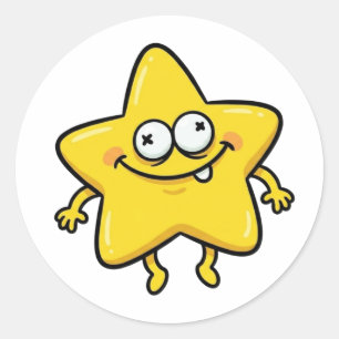 Lustiger Cartoon-Star-Charakter-Aufkleber Runder Aufkleber