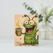 lustiger Cartoon-Stil gegenüber koffeinierter Raup Postkarte (Stehend Vorderseite)