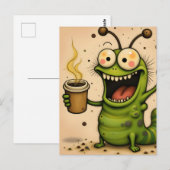 lustiger Cartoon-Stil gegenüber koffeinierter Raup Postkarte (Vorne/Hinten)