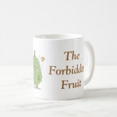 Lustiger Cartoon, verbotene Frucht, Apple und Kaffeetasse (VorderseiteRechts)