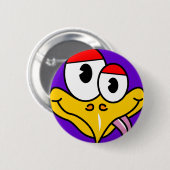 Lustiger Cartoon-Vogel Button (Vorne & Hinten)