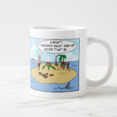 Lustiger Cartoon Woodturner auf verlassener Insel Jumbo-Tasse (Rechts)