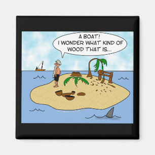 Lustiger Cartoon Woodturner auf verlassener Insel Magnet