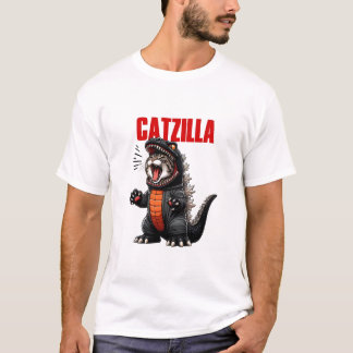 Lustiger Catzilla-Katzen-Godzilla-Kostüm T-Shirt