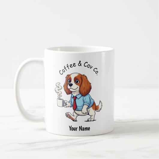 Lustiger Cavalier King Charles Geschäftsanzug Kaff Kaffeetasse (Links)