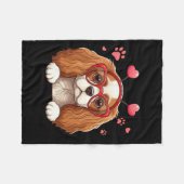 Lustiger Cavalier King Charles Spaniel Herz Kopf V Fleecedecke (Vorderseite (Horizontal))