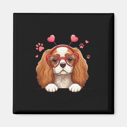 Lustiger Cavalier King Charles Spaniel Herz Kopf V Magnet (Vorne)