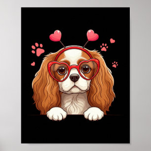 Lustiger Cavalier King Charles Spaniel Herz Kopf V Poster
