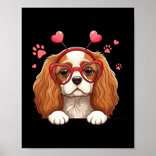 Lustiger Cavalier King Charles Spaniel Herz Kopf V Poster (Vorne)