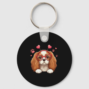 Lustiger Cavalier King Charles Spaniel Herz Kopf V Schlüsselanhänger