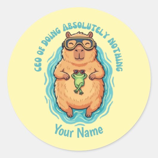 Lustiger CEO des Nichts-Tun-Capybara Runder Aufkleber (Vorderseite)