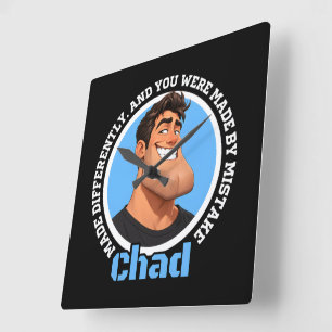 Lustiger Chad-Charakter Sarkastischer Zitat-Grafik Quadratische Wanduhr