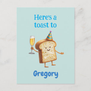 Lustiger Champagner-Toast-Charakter für Männer, Sp Postkarte