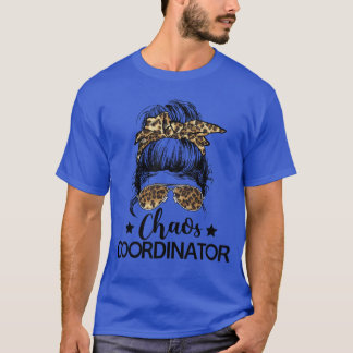 Lustiger Chaos-Koordinator Leopard-Messy-Bun-Boss- T-Shirt
