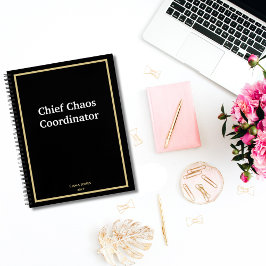 Lustiger Chef Chaos Koordinator Schwarz Gold Benut Notizblock