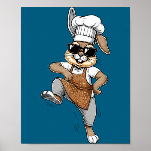 Lustiger Chef Hase Cooler Bäcker Kaninchen Kochen Poster