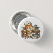 Lustiger Chef-Katzen-Button für eine unordentliche Button (Vorne & Hinten)