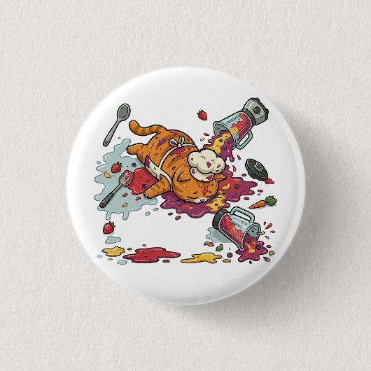 Lustiger Chef Katzen Küchen Desaster Knopf Button (Vorderseite)