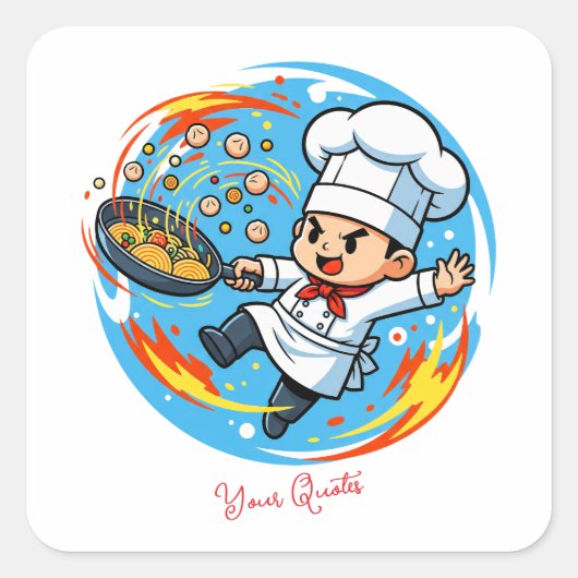 Lustiger Chef-Maskottchen Quadratischer Aufkleber (Vorderseite)