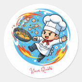 Lustiger Chef-Maskottchen Runder Aufkleber (Vorderseite)