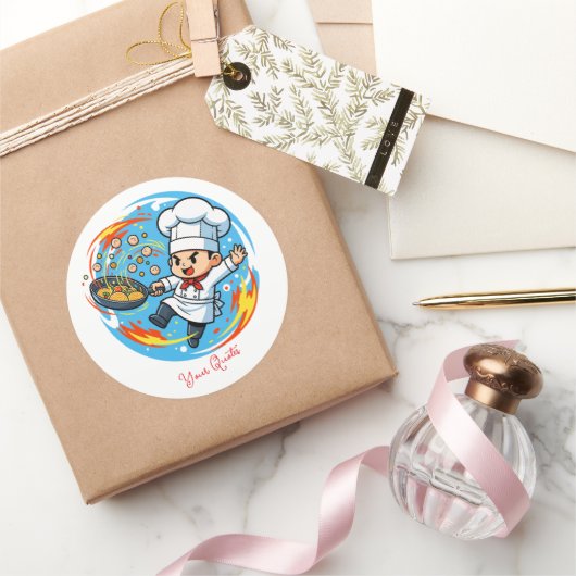 Lustiger Chef-Maskottchen Runder Aufkleber (Schenken)