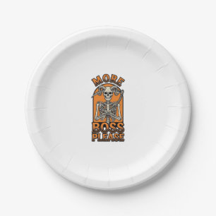 Lustiger Chef-Skelett Vintage-Halloween-Shirt_1 Pappteller