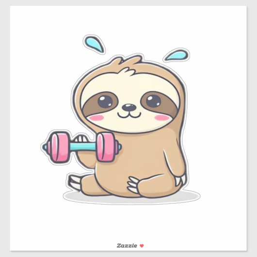 Lustiger Chibi-Faultier-Workout Cute Kawaii-Gym-C Aufkleber (Blatt)