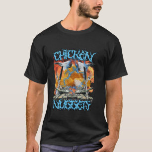 Lustiger Chicken Nugget Bootleg Hardcore Flammen M T-Shirt