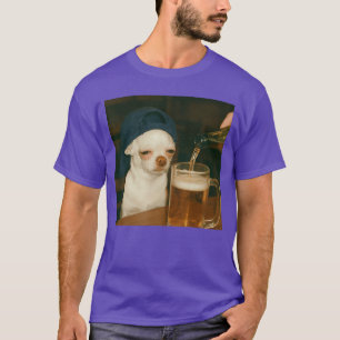 Lustiger Chihuahua-Bier-Meme-Hund-Reaktionshumor L T-Shirt