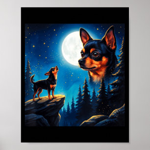 Lustiger Chihuahua, der den Mond anheult, Haustier Poster