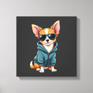 Lustiger Chihuahua-Hund, der leicht von einem groß Leinwanddruck