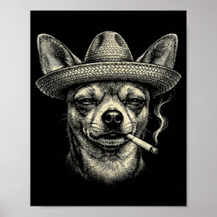 Lustiger Chihuahua-Hund raucht Zigarette Meme in Poster