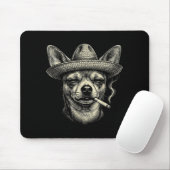 Lustiger Chihuahua-Hund raucht Zigarette Meme Mousepad (Mit Mouse)