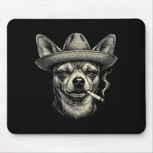 Lustiger Chihuahua-Hund raucht Zigarette Meme Mousepad