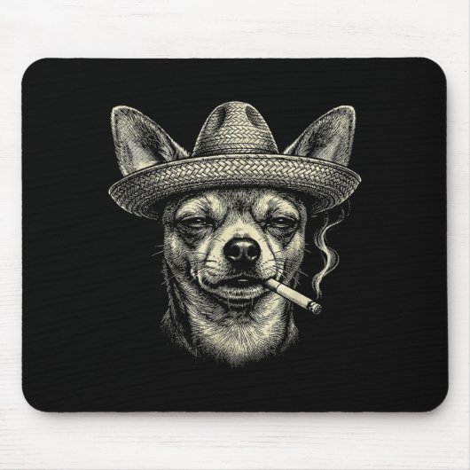 Lustiger Chihuahua-Hund raucht Zigarette Meme Mousepad (Vorne)