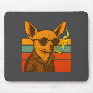 Lustiger Chihuahua-Hund raucht Zigarette Premium T Mousepad