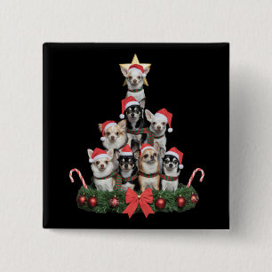 Lustiger Chihuahua-Hund Weihnachtsbaum Xmas Button