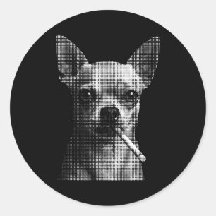 Lustiger Chihuahua-Hundeliebhaber-Meme mit rauchen Runder Aufkleber