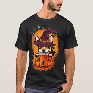 Lustiger Chihuahua Kürbis Halloween T-Shirt