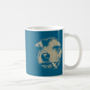 Lustiger Chihuahua-Meme Hund raucht Zigarette Kaffeetasse