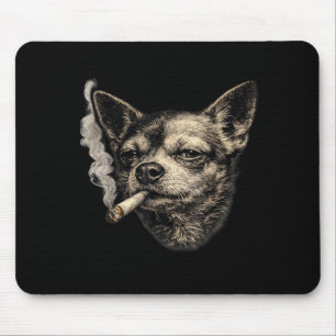 Lustiger Chihuahua-Meme-Hund raucht Zigarette lust Mousepad
