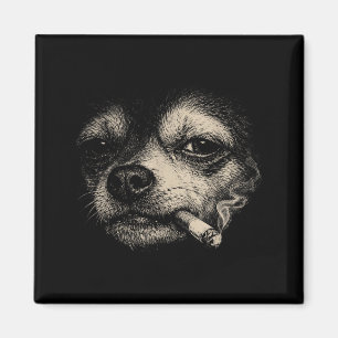 Lustiger Chihuahua-Meme Hund raucht Zigarette Magnet