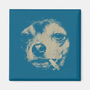 Lustiger Chihuahua-Meme-Hund raucht Zigarette Magnet