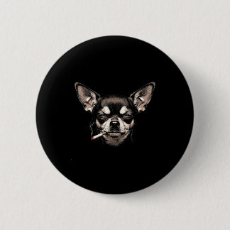Lustiger Chihuahua-Meme-Hund raucht Zigarette Männ Button