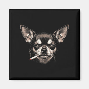 Lustiger Chihuahua-Meme-Hund raucht Zigarette Männ Magnet